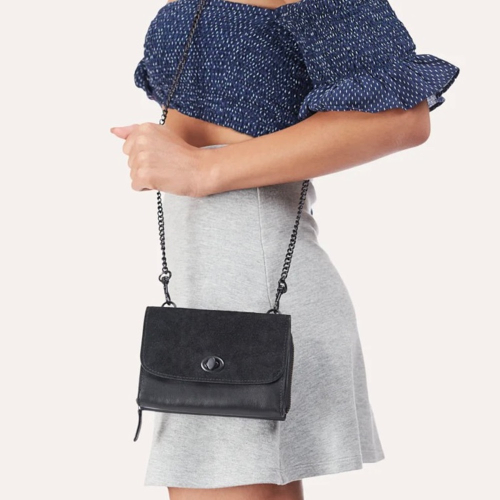 Kiko Leather Two-tone Crossbody Black Bag